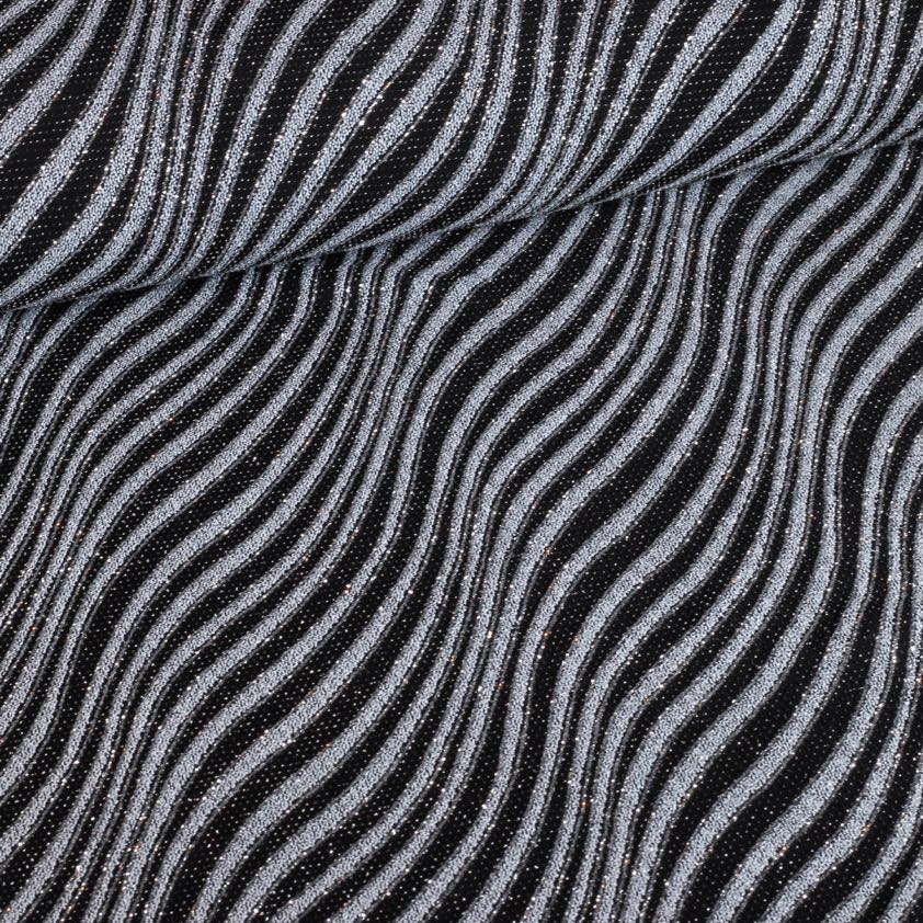 Glitter fantasy stripe fabric black silver