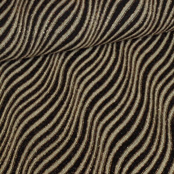 Glitter fantasy stripe fabric black gold