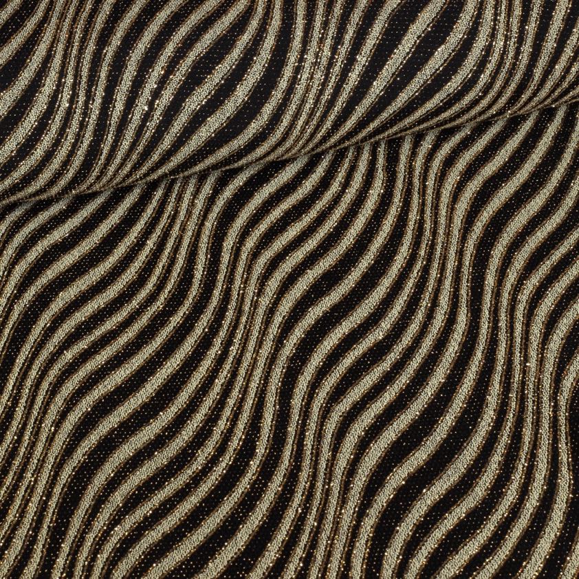 Glitter fantasy stripe fabric black gold