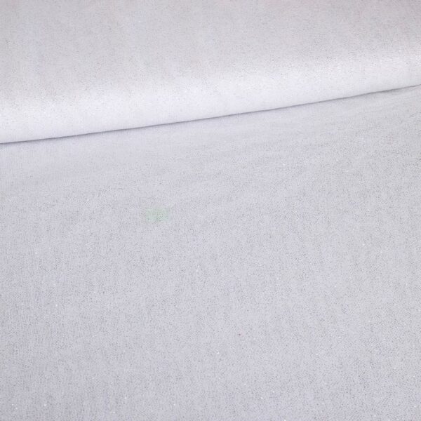 Stretch mesh glitter fabric white