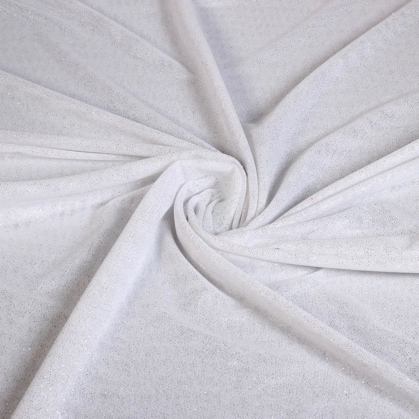 Stretch mesh glitter fabric white
