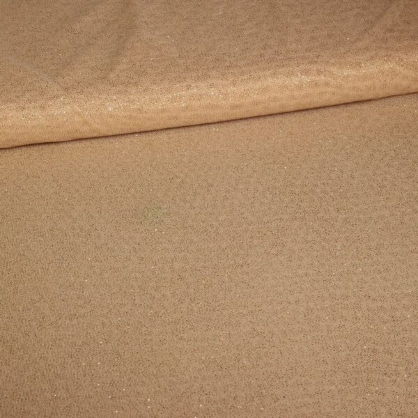 Stretch mesh glitter fabric beige