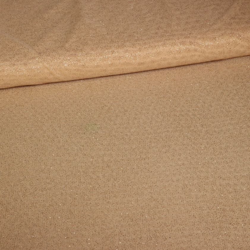 Stretch mesh glitter fabric beige