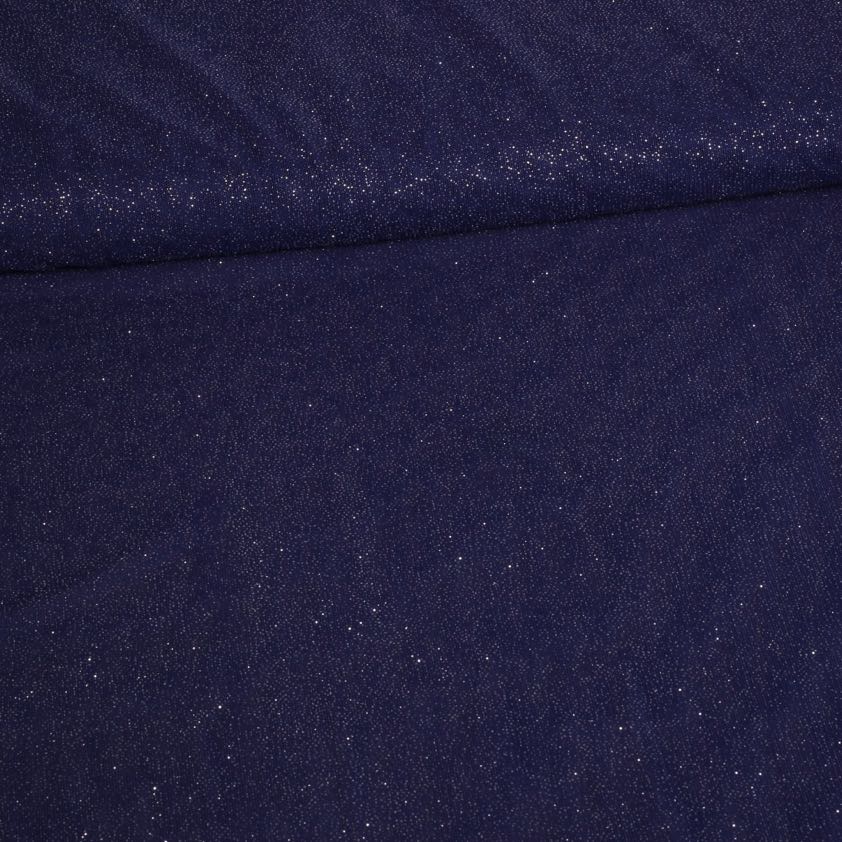 Stretch mesh glitter fabric dark blue