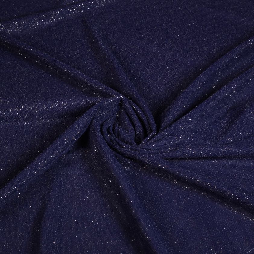 Stretch mesh glitter fabric dark blue
