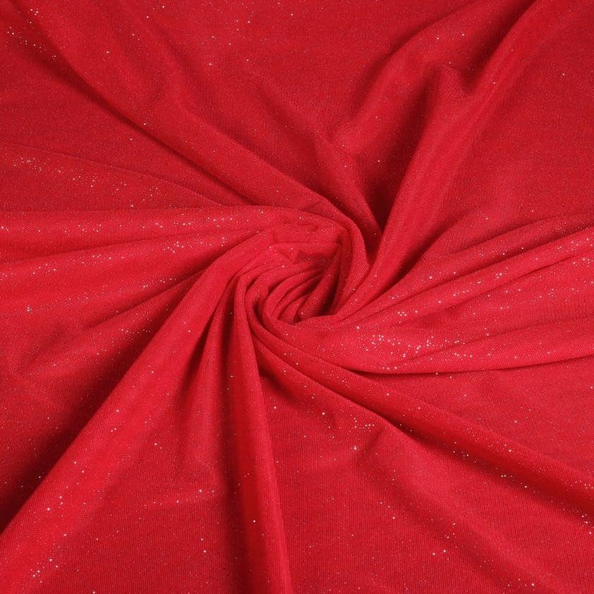 Mesh glitter fabric red