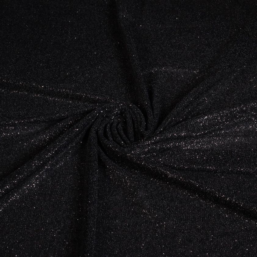 Stretch mesh glitter fabric black