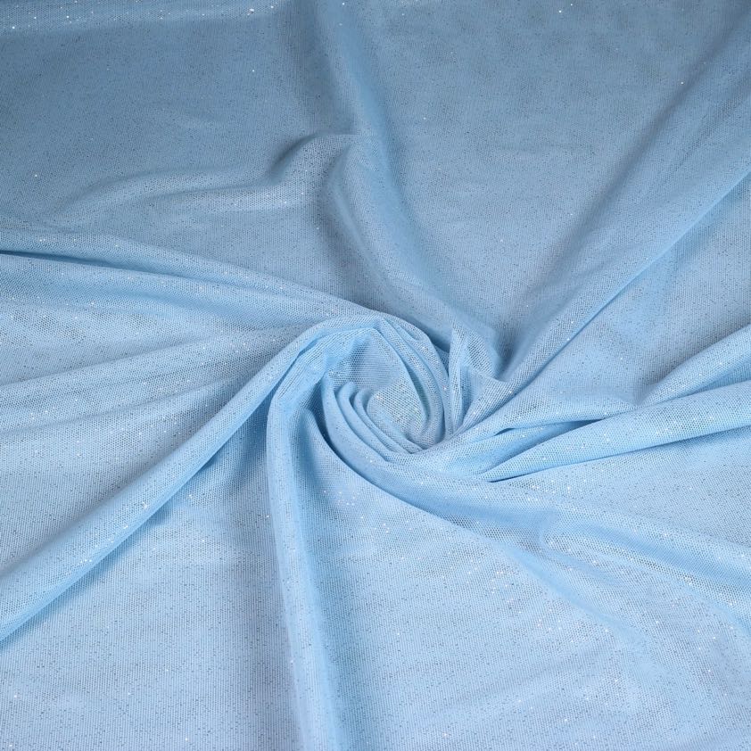 Stretch mesh glitter fabric baby blue