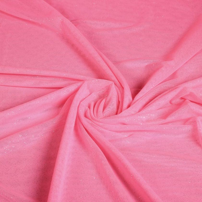 Stretch mesh glitter fabric pink