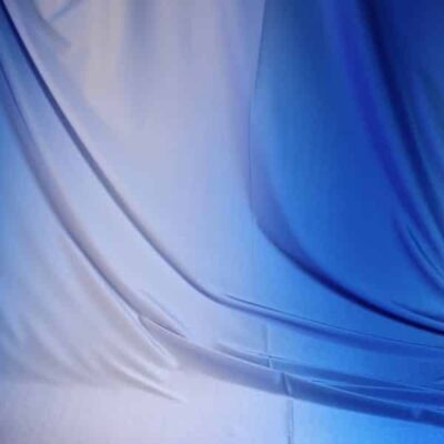 Stretch 4 way dance and swimwear fabric ombre blue/white