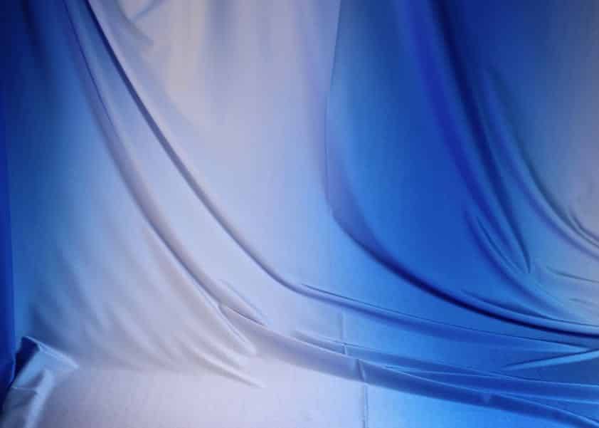 Stretch 4 way dance and swimwear fabric ombre blue/white