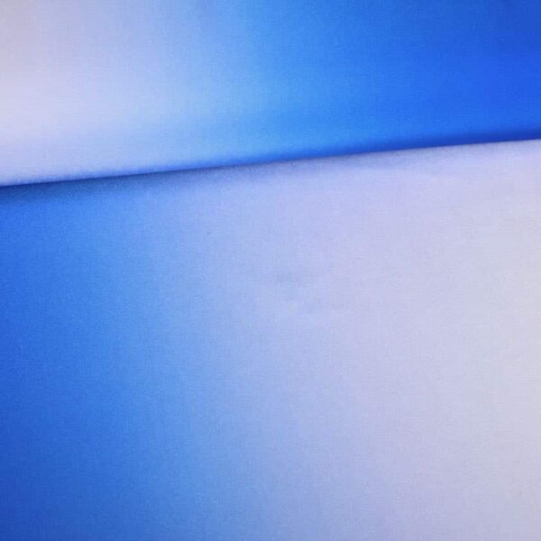 Stretch 4 way dance and swimwear fabric ombre blue/white
