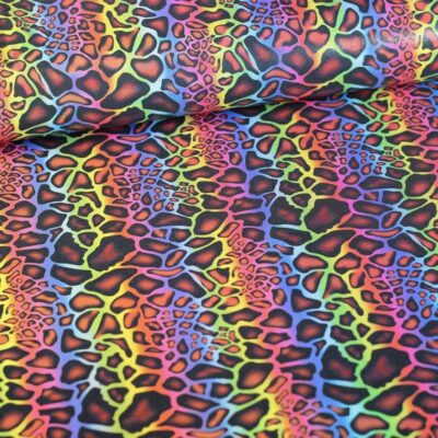 4 Way Stretch Foil Fabric Leopard Multicolor