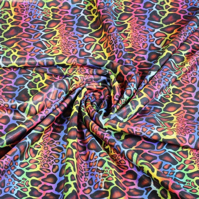 4 Way Stretch Foil Fabric Leopard Multicolor