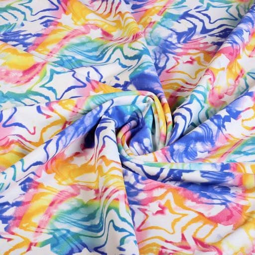 Stretch 4-way fabric star multicolor