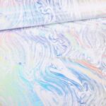 Stretch 4 way stof abstract wit/zilver