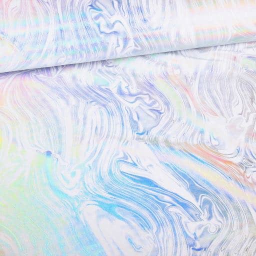 Stretch 4 way fabric abstract white/silver