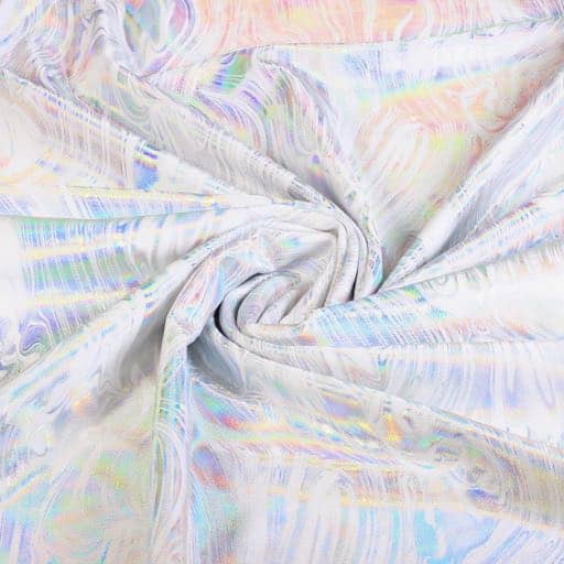 Stretch 4 way fabric abstract white/silver