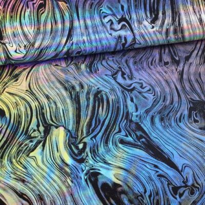 Stretch 4-way fabric abstract black/silver