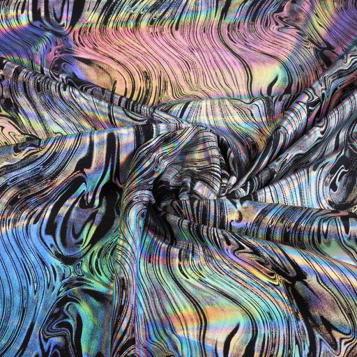 Stretch 4-way fabric abstract black/silver