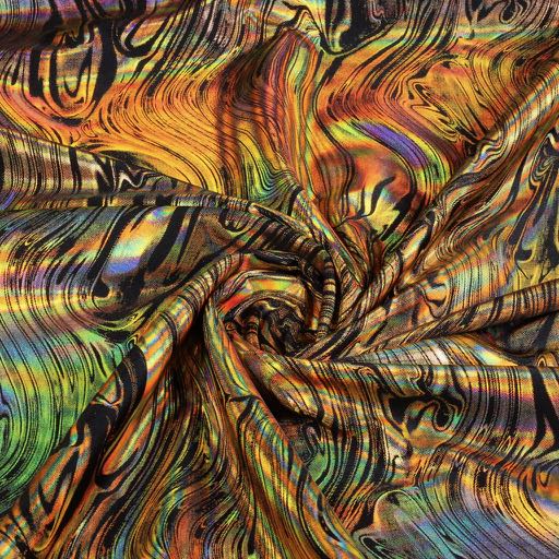 Stretch 4 way fabric abstract black/gold