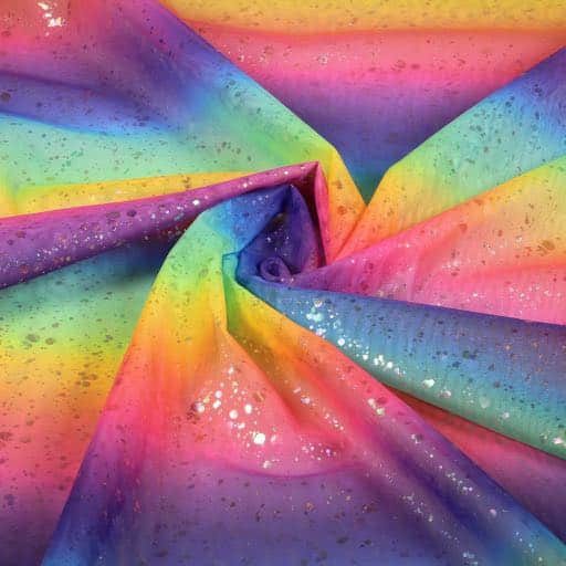 Mesh fabric rainbow hologram foil