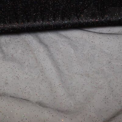 Mesh fabric black multicolor glitter