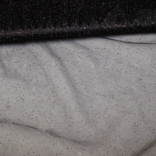 Mesh fabric black multicolor glitter