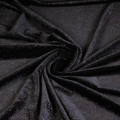 Velvet fabric silver glitter black