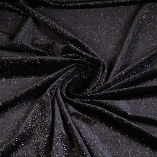 Velvet fabric silver glitter black