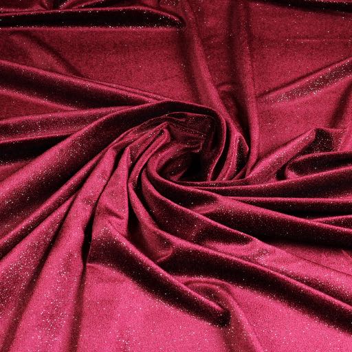 Velvet fabric bordeaux silver glitter
