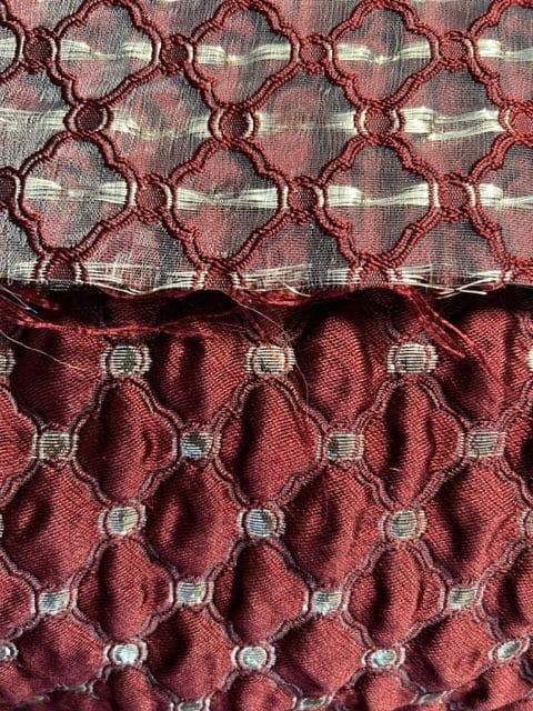 Jacquard baroque fabric bordeaux silver