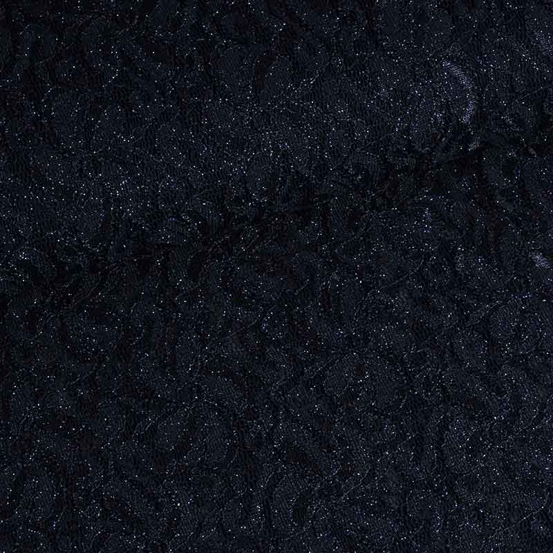 Lace fabric stretch glitter dark blue