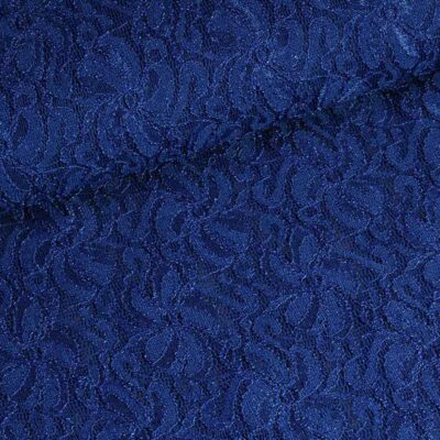 Lace fabric stretch glitter cobalt