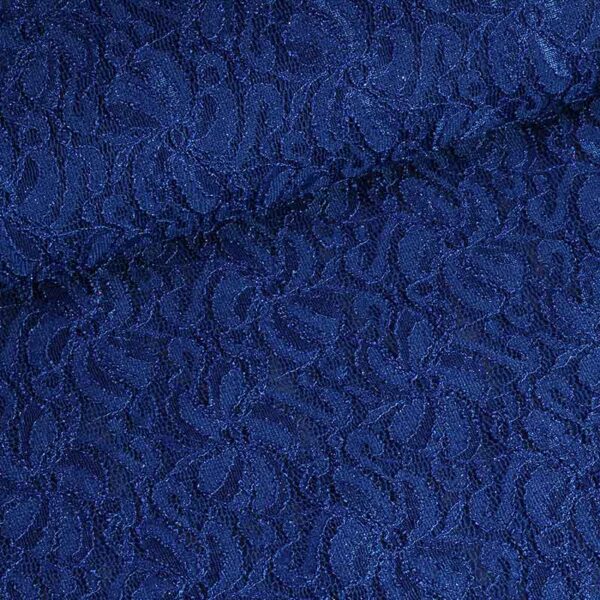 Lace fabric stretch glitter cobalt