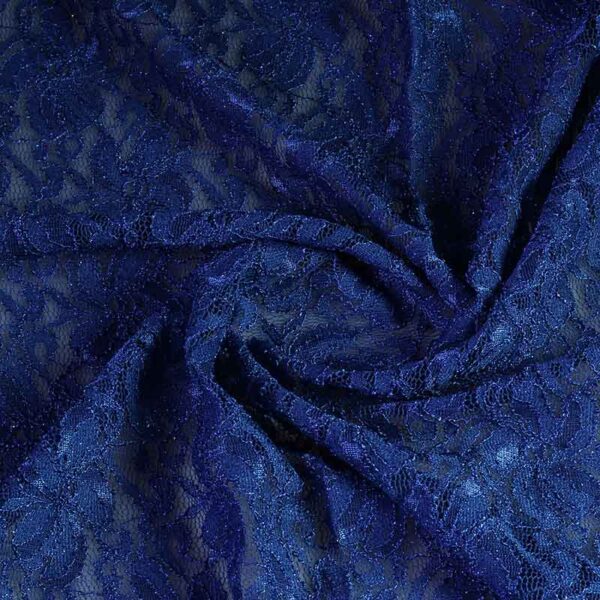 Lace fabric stretch glitter cobalt