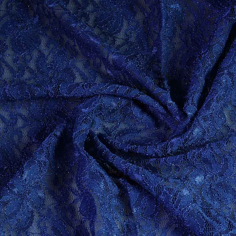 Lace fabric stretch glitter cobalt