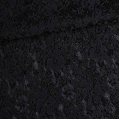 Lace fabric stretch black