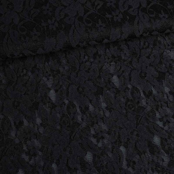 Lace fabric stretch black