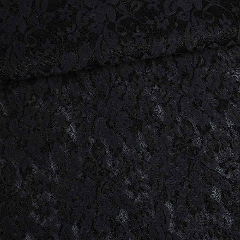 Lace fabric stretch black