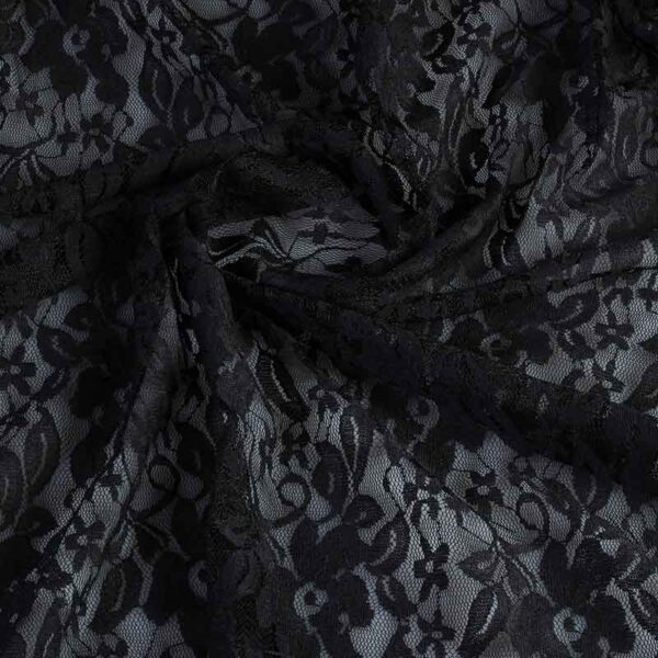 Lace fabric stretch black
