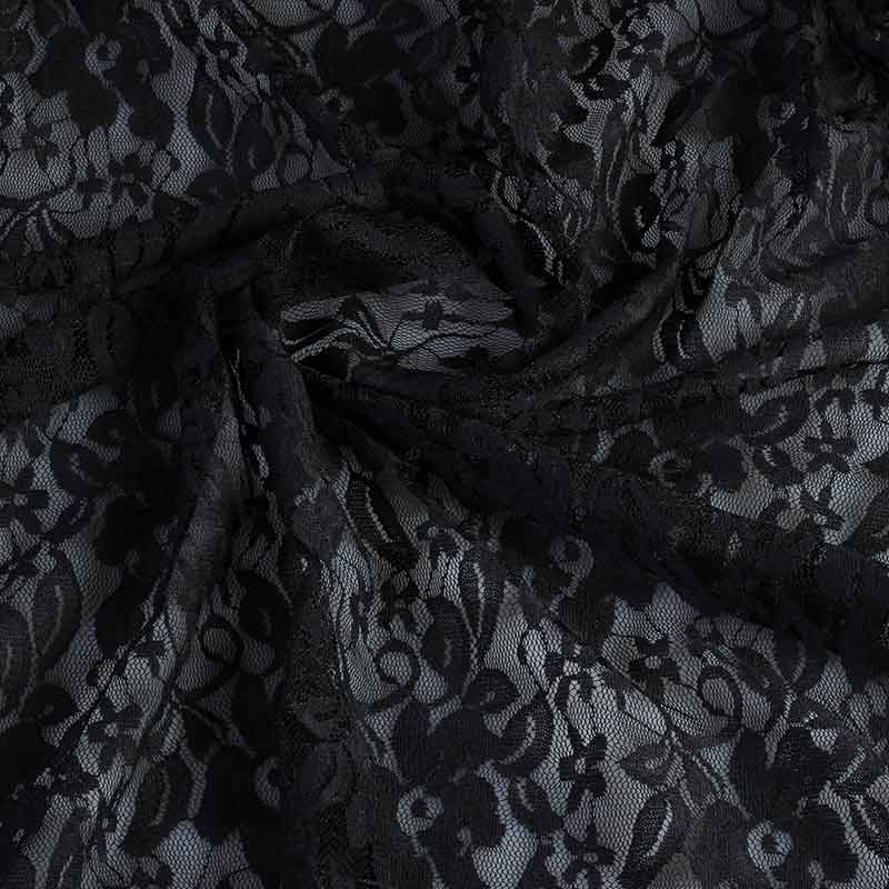 Lace fabric stretch black
