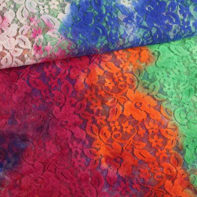 Lace stretch fabric tye dye multicolor