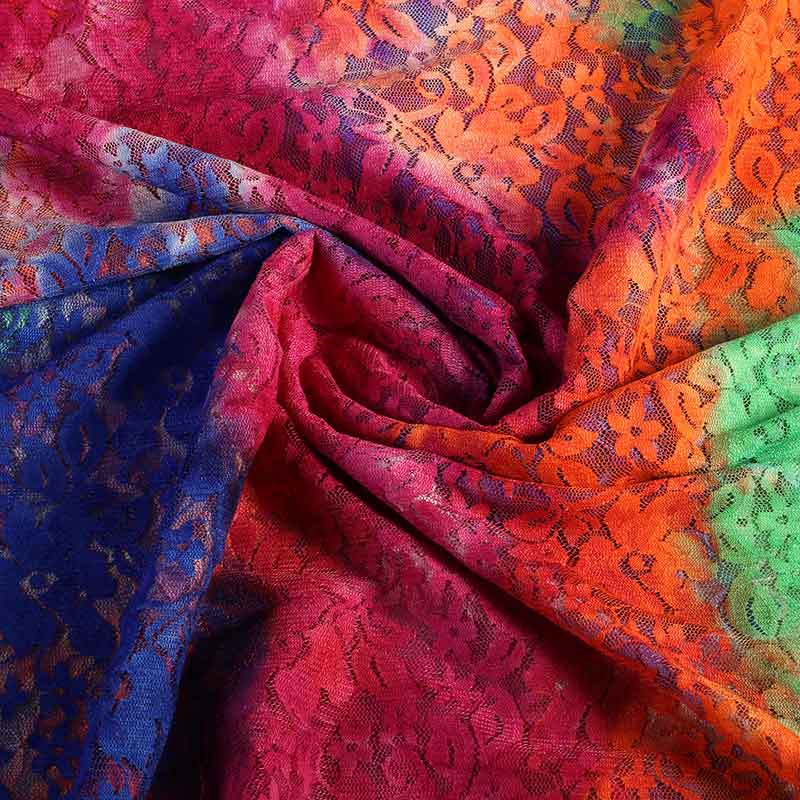 Lace stretch fabric tye dye multicolor