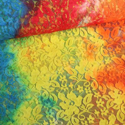 Lace stretch fabric tye dye multicolor
