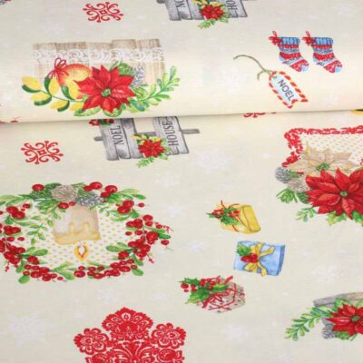 Ottoman fabric Christmas multicolor