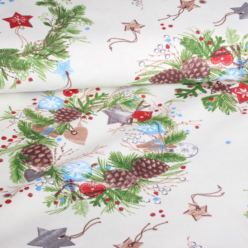 Christmas wreath fabric multicolor