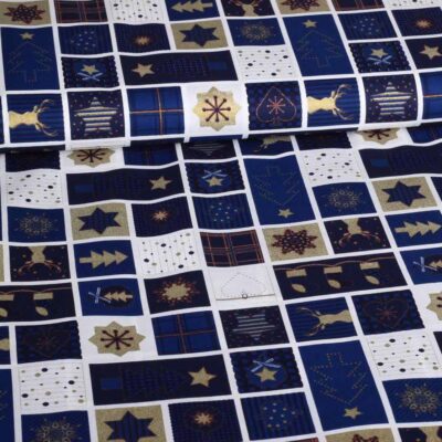 Christmas tree fabric blue