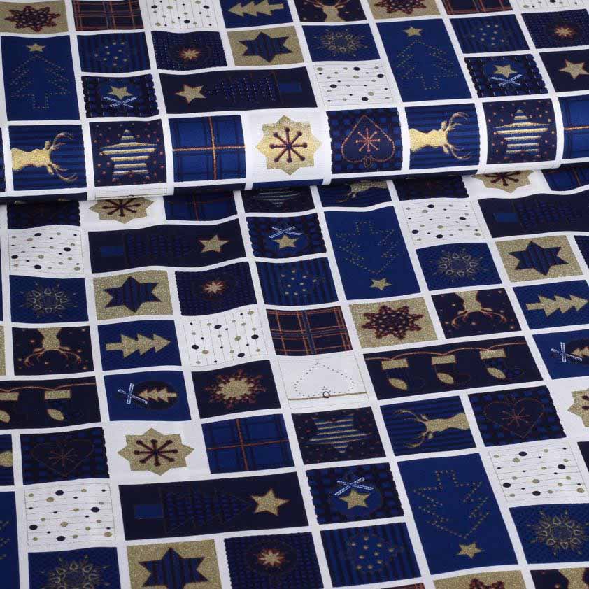 Christmas tree fabric blue