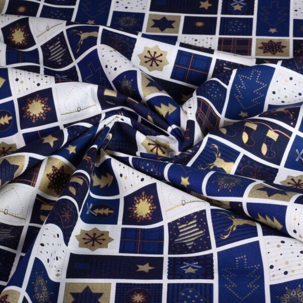 Christmas tree fabric blue